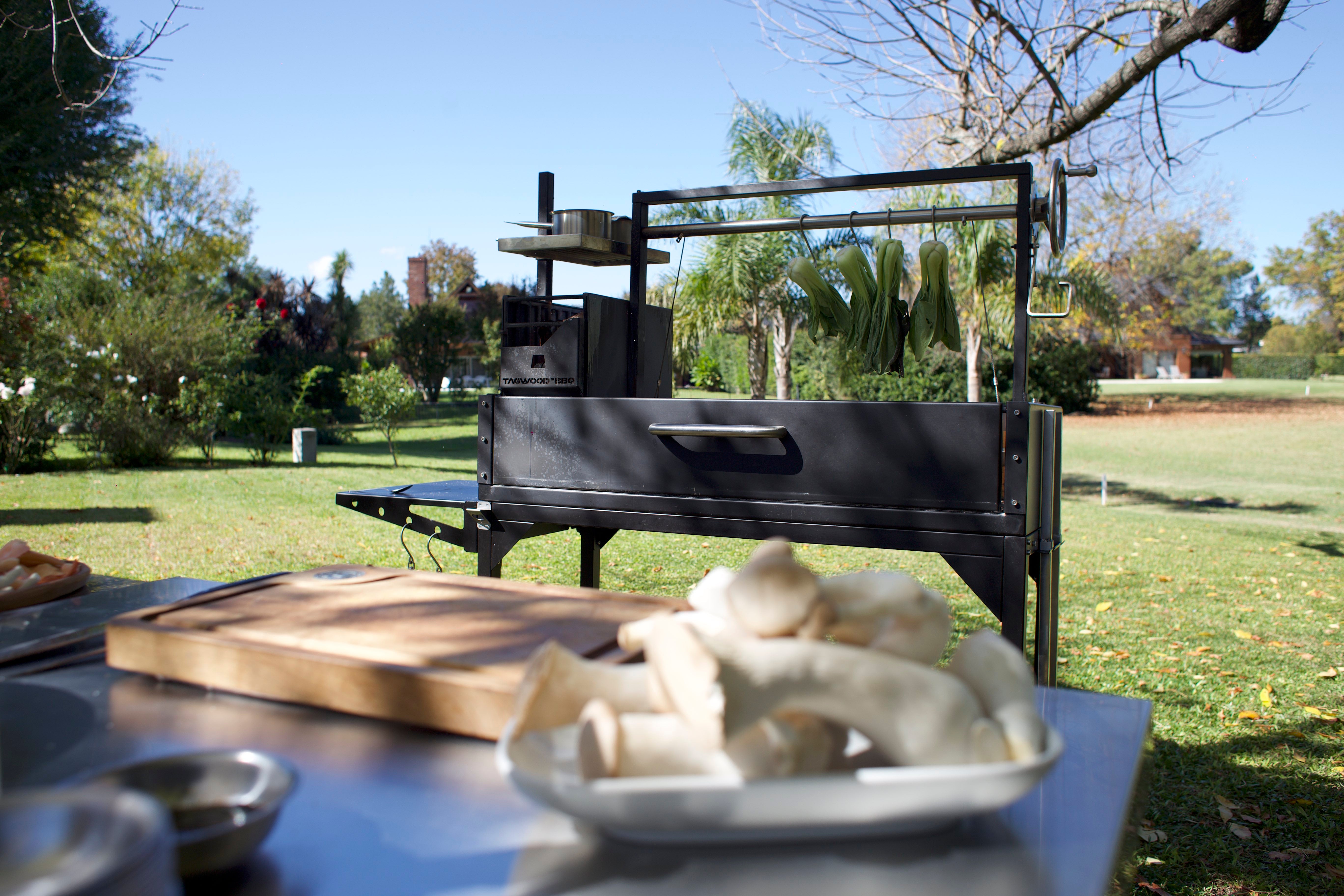 Tagwood BBQ03SI – Argentine Wood & Charcoal Grill (Black Finish) Partially Built