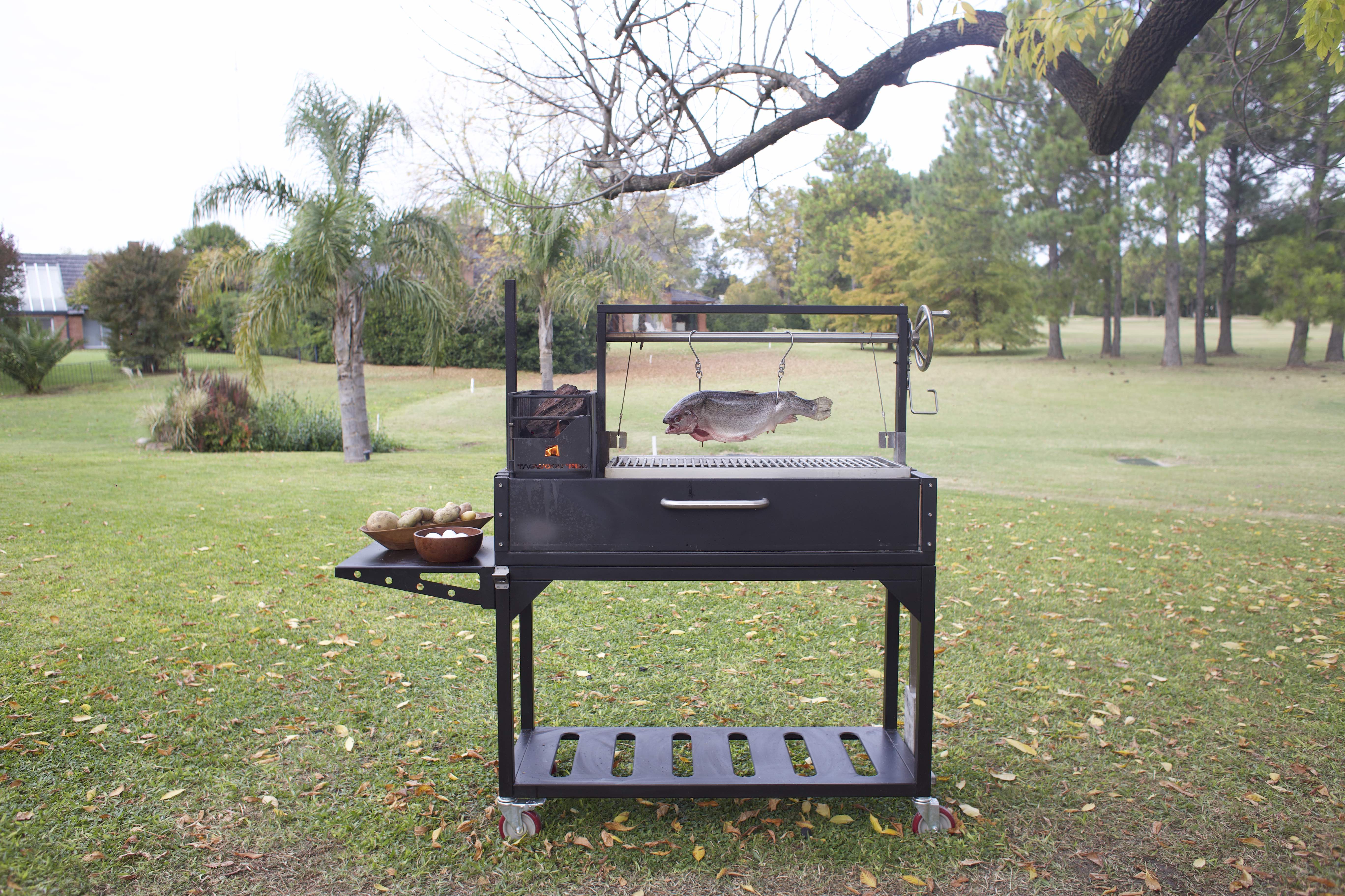 Tagwood BBQ03SI – Argentine Wood & Charcoal Grill (Black Finish) Partially Built