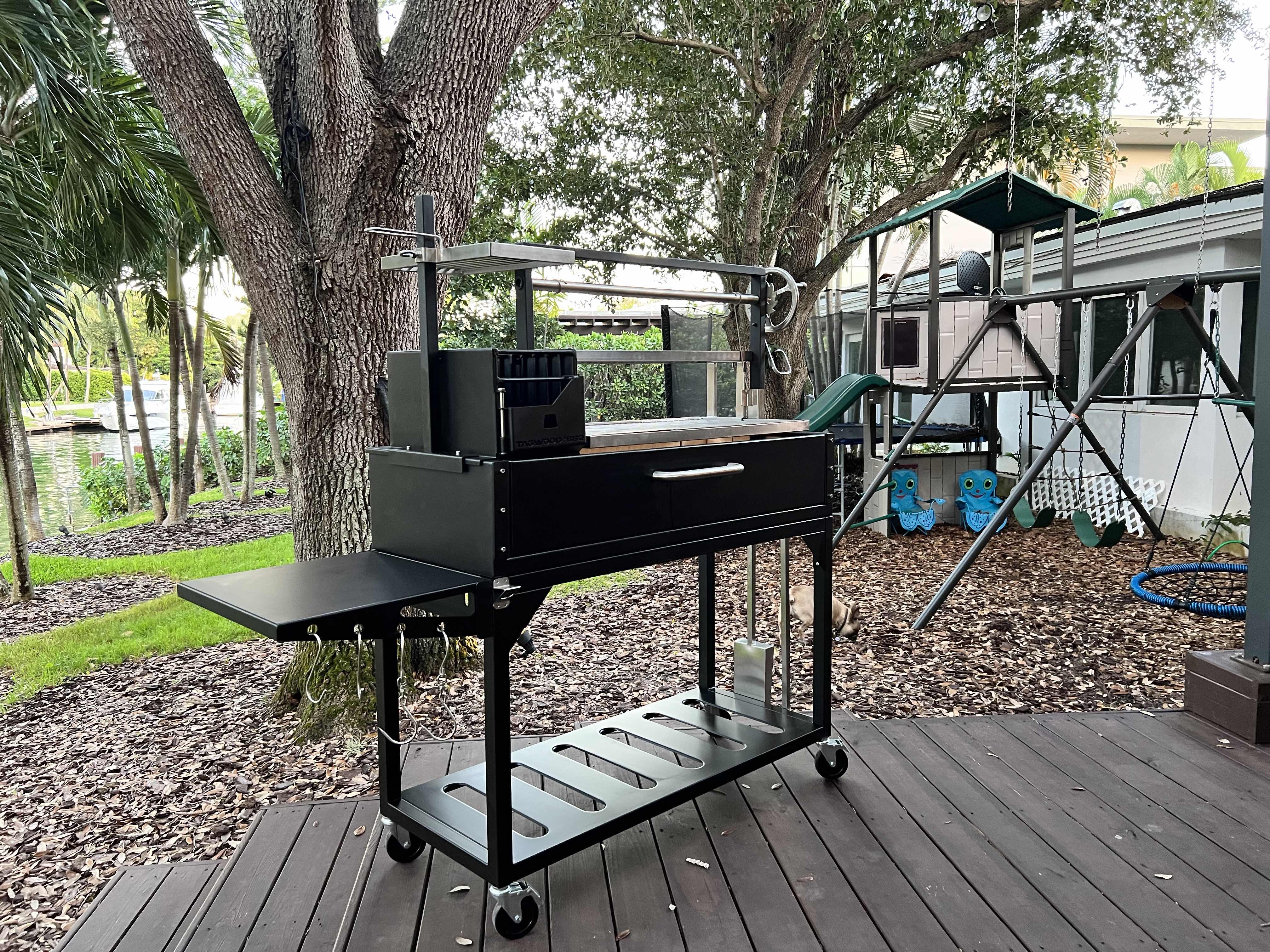 Tagwood BBQ03SI – Argentine Wood & Charcoal Grill (Black Finish) Partially Built