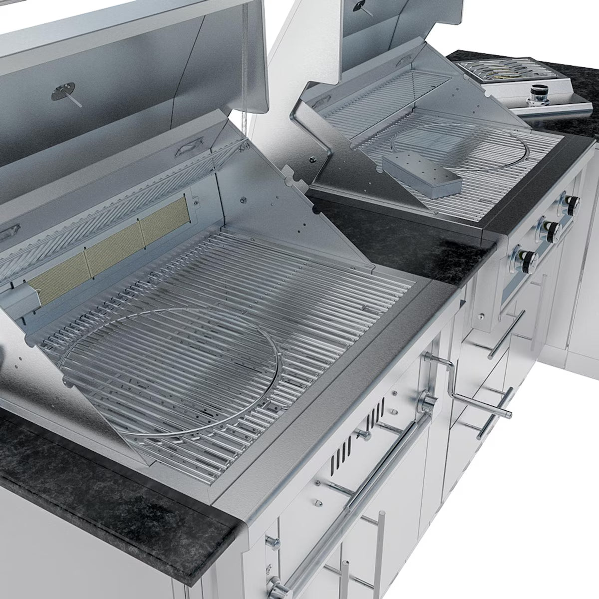 Sunstone Texas Tango 19′ Stainless Steel Outdoor Kitchen Island Package with Grill, Side Burner, Refrigerator & Sink
