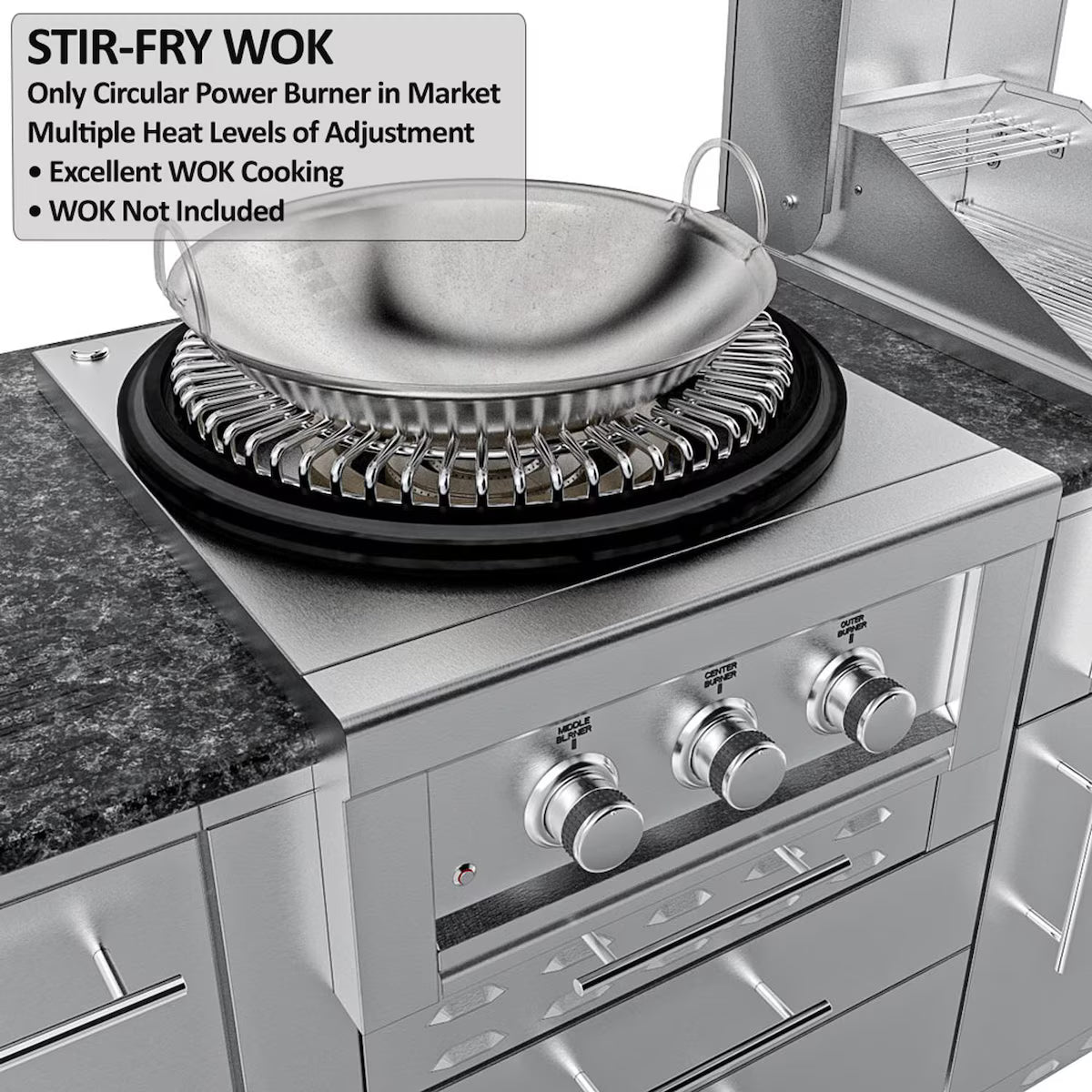 Sunstone Texas Cajun 9′ Stainless Steel Outdoor Kitchen Island Package with Grill, Side Burner, Refrigerator & Sink