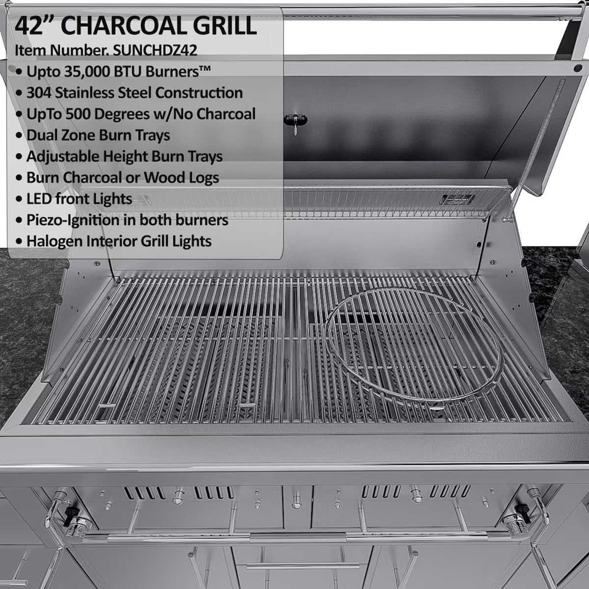 Sunstone Big Tex 21-Ft Stainless Steel Outdoor Kitchen Island Package with Grill, Side Burner, Refrigerator & Sink